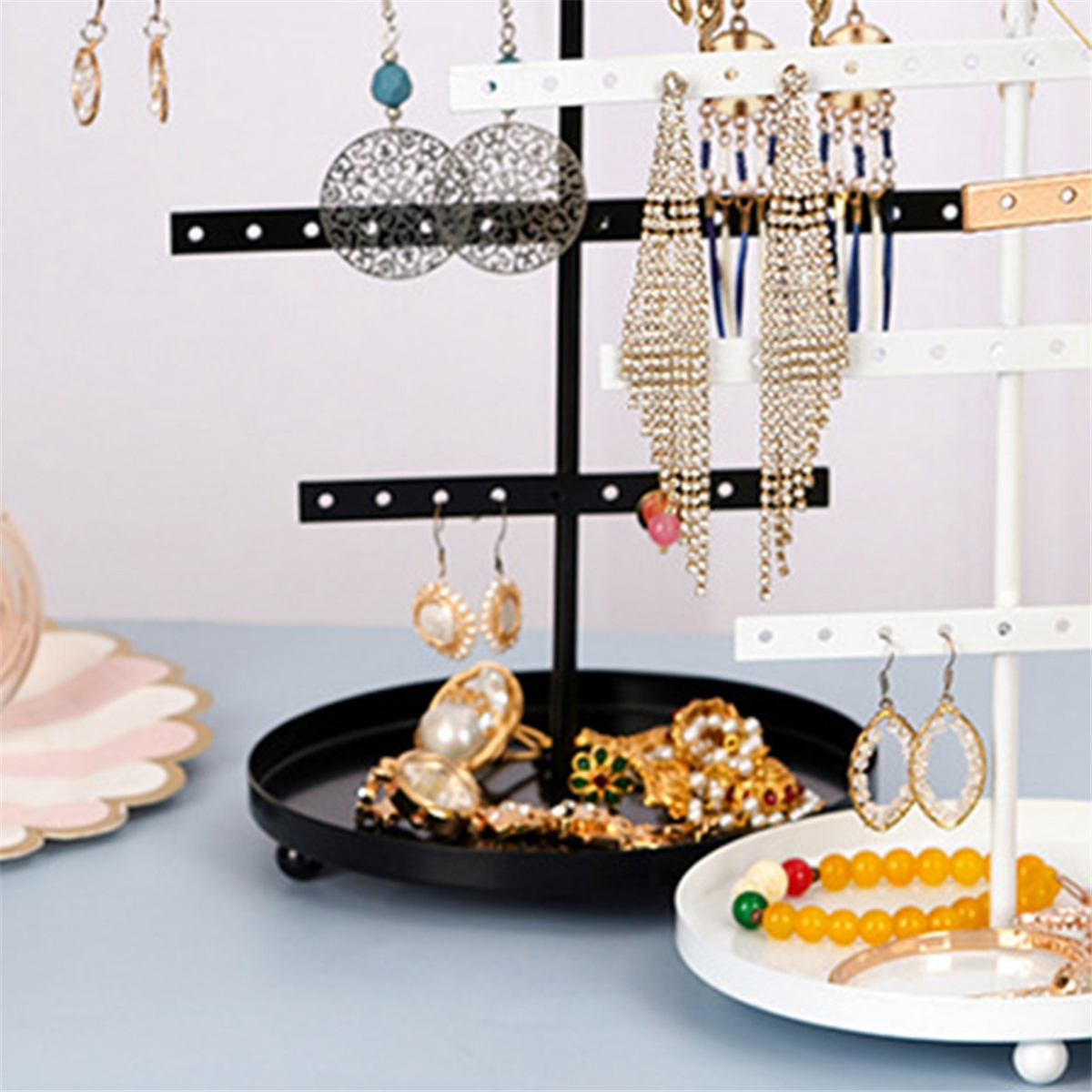 Jewelry & Watches Sp Z Oo Opinie - ABQR Black 3-Layer Simple Earring Storage