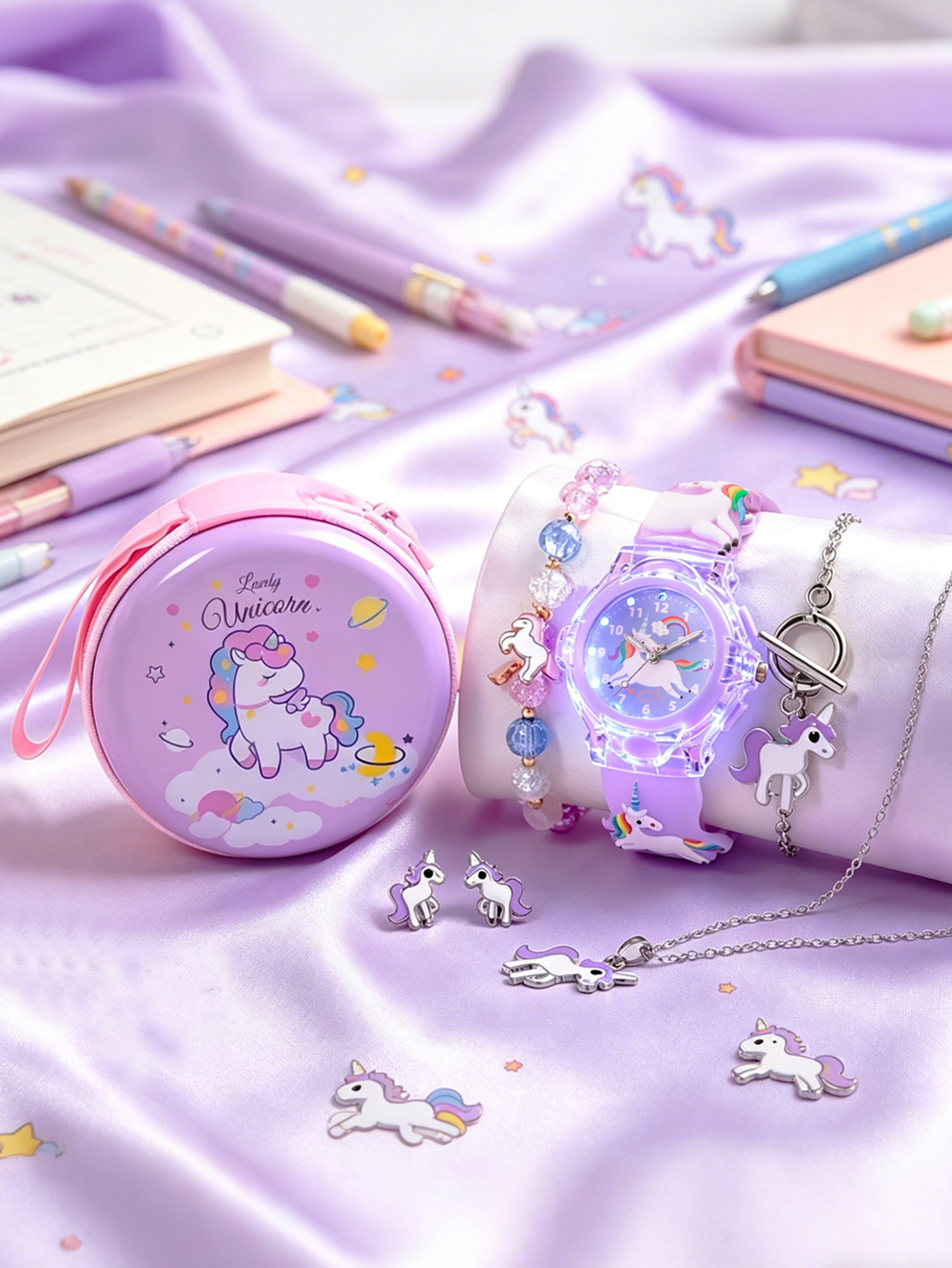 Jewelry Watches For Kids - Kids Unicorn Jewelry Gift Set LED