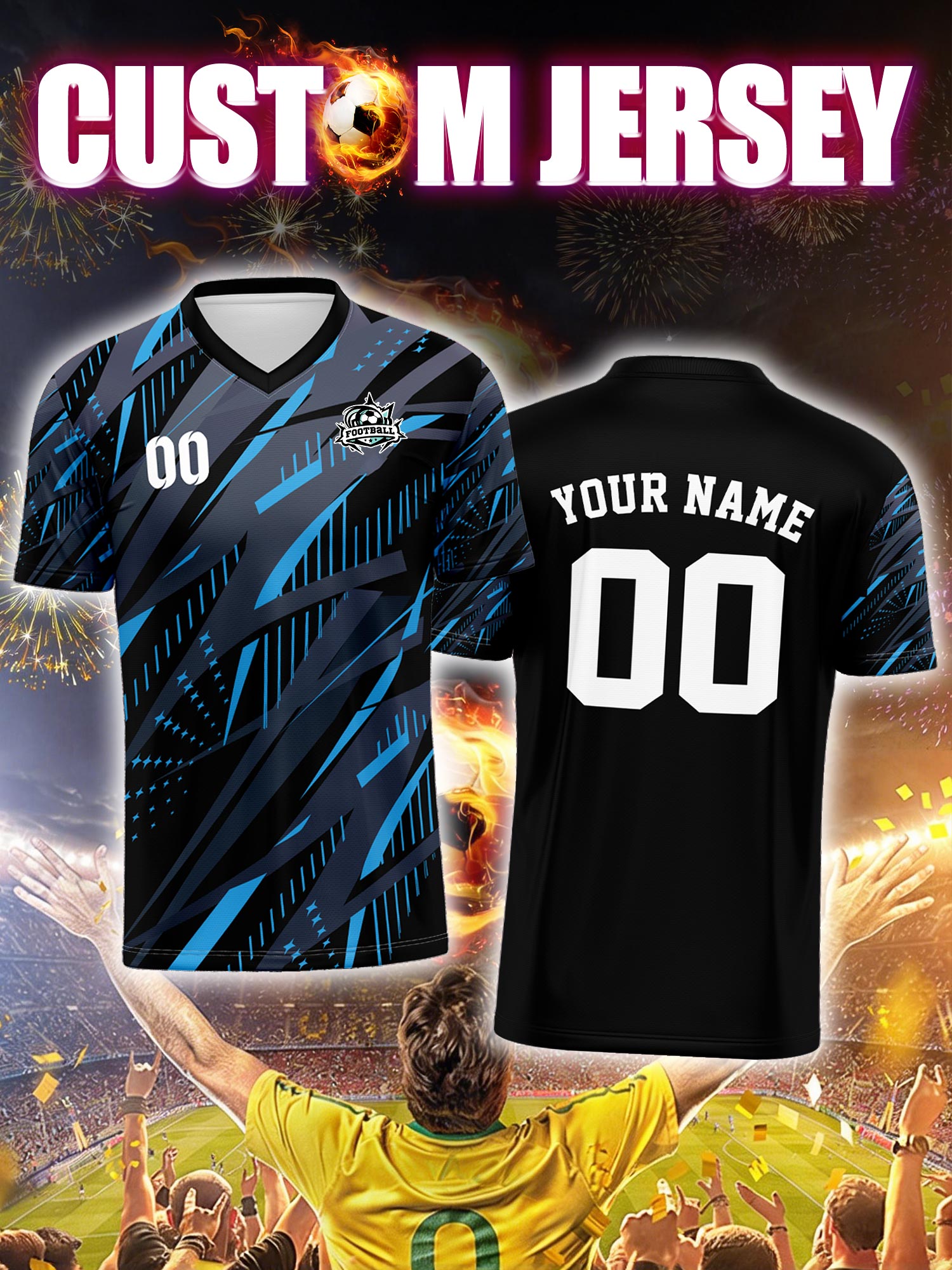 Watches & Jewelry Tsukiu - Custom Image Number Name Soccer Jersey,Backyard
