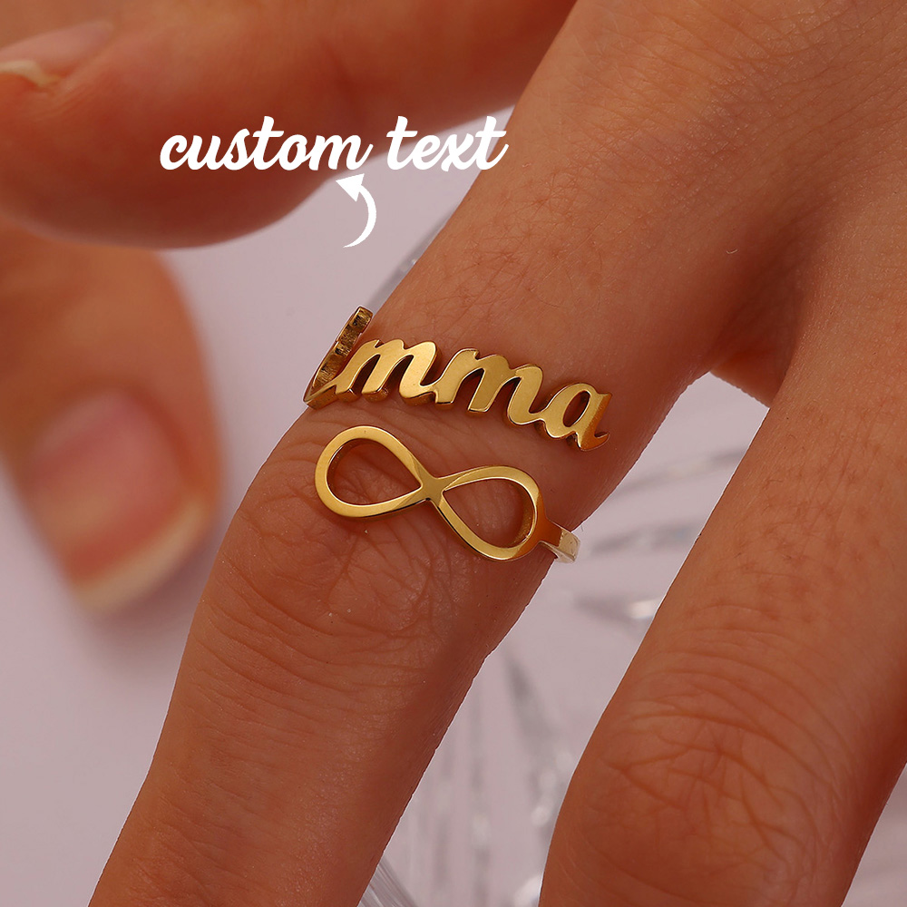 Statement Cocktail Ring - Personalized Name Anillos Custom Infinity Letter