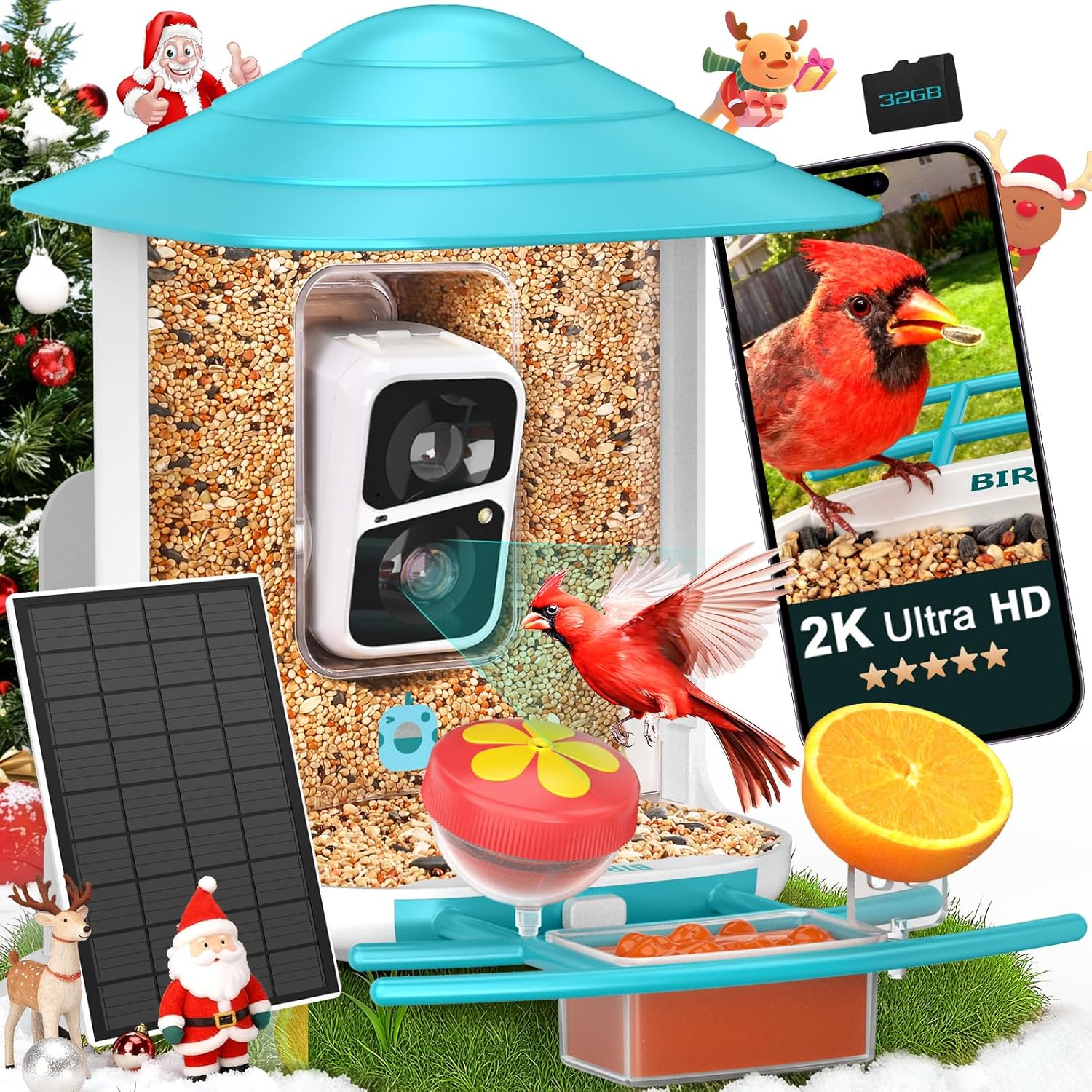 Watches & Jewelry Tsukiu - 2K HD Bird Feeder Camera with