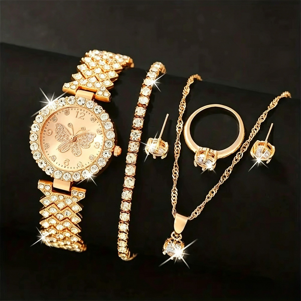 6PCS/Set Luxury Rhinestone But - đánh giá và giá Jewelry Watches Women
