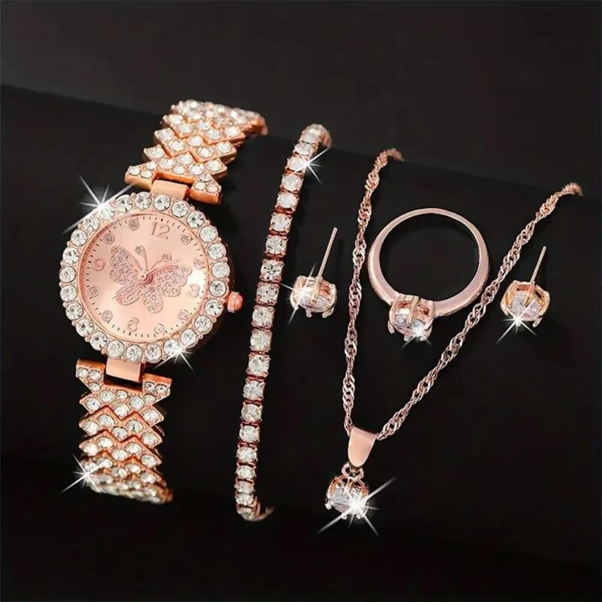 6PCS/Set Luxury Rhinestone But - đánh giá và giá Jewelry Watches Women
