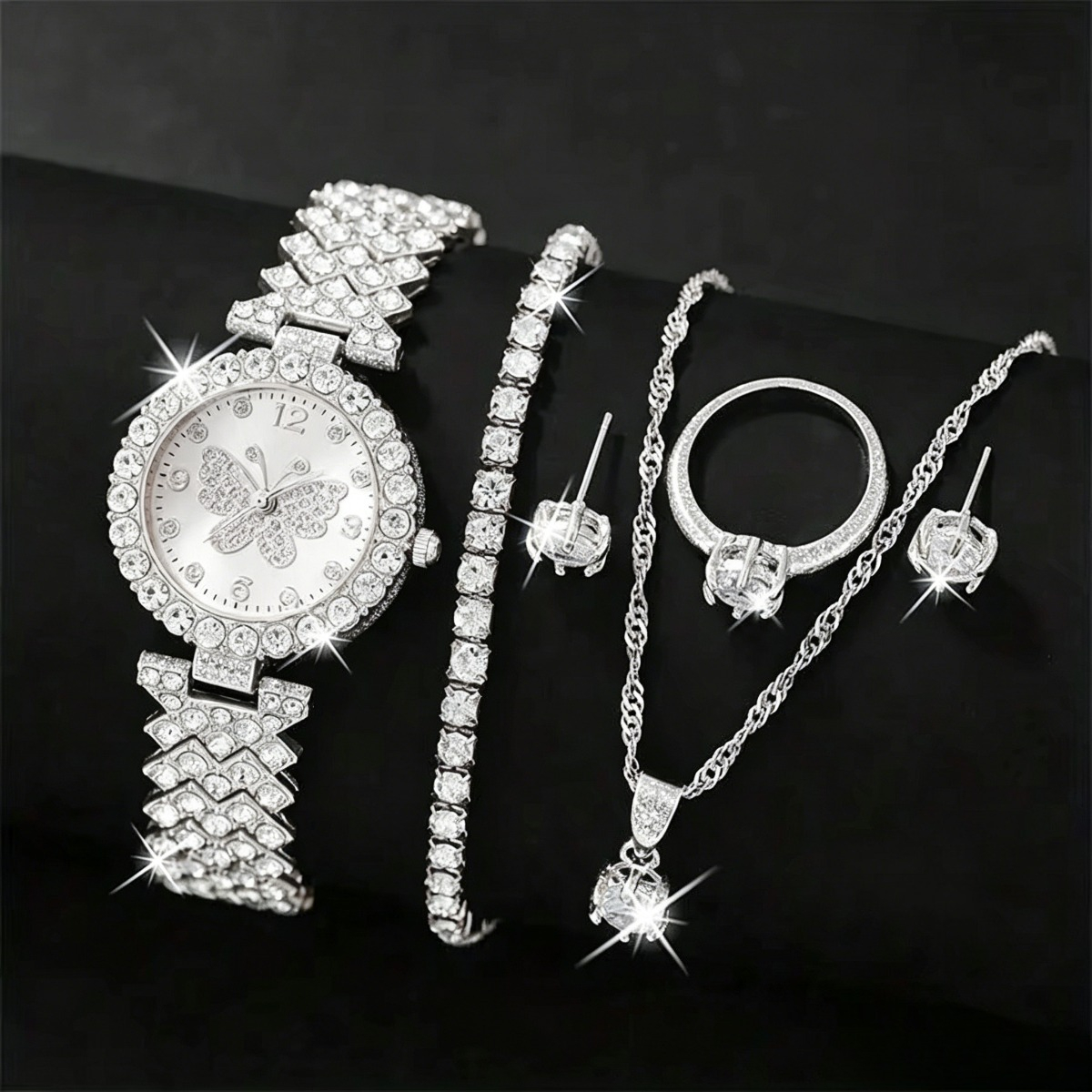 6PCS/Set Luxury Rhinestone But - đánh giá và giá Jewelry Watches Women