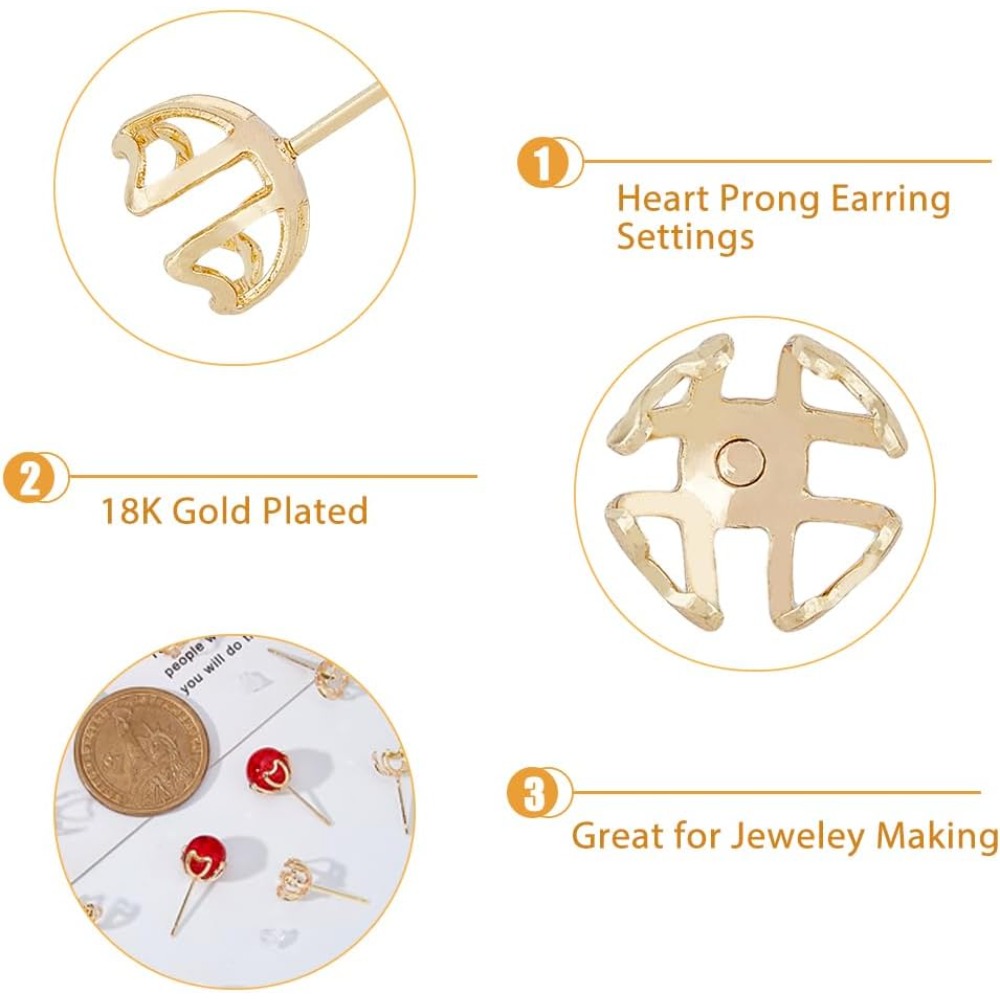30Pcs Earring Mounting 4-Heart - đánh giá và giá Pearl Stud Earrings