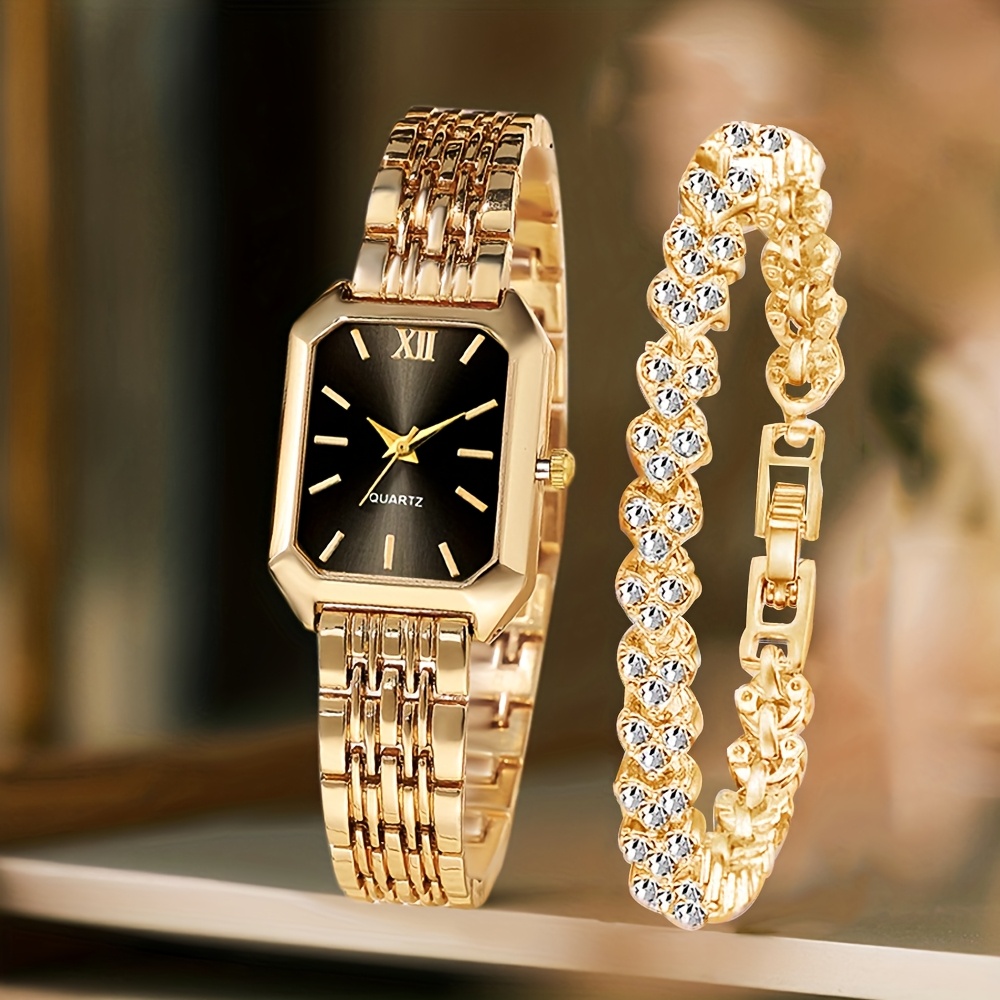 2PCS Fashion Rectangle Women Q - đánh giá và giá Jewelry Watches Women
