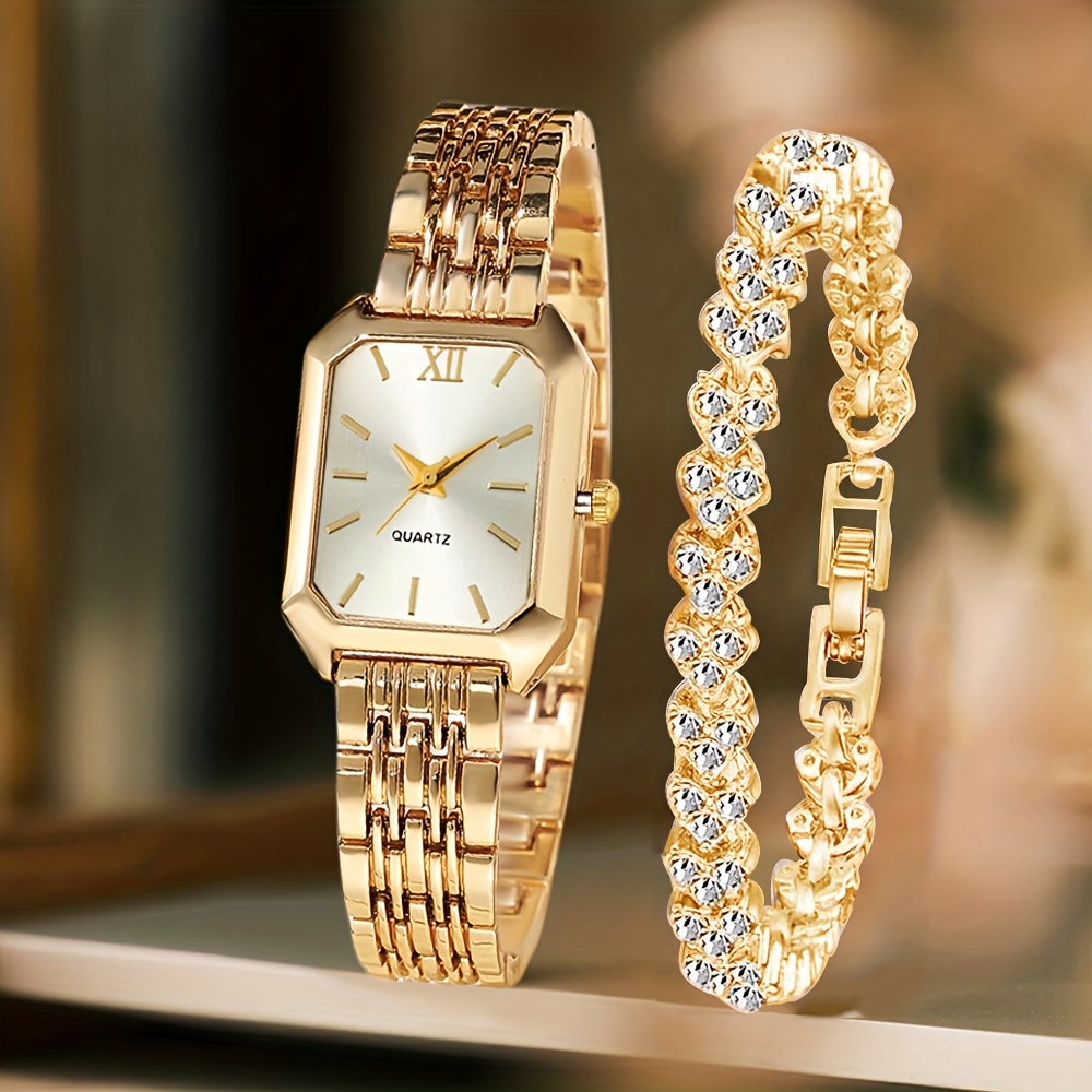 2PCS Fashion Rectangle Women Q - đánh giá và giá Jewelry Watches Women