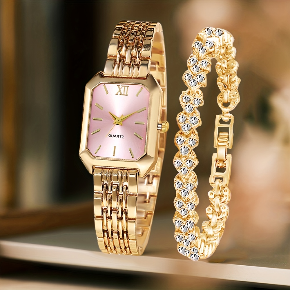 2PCS Fashion Rectangle Women Q - đánh giá và giá Jewelry Watches Women