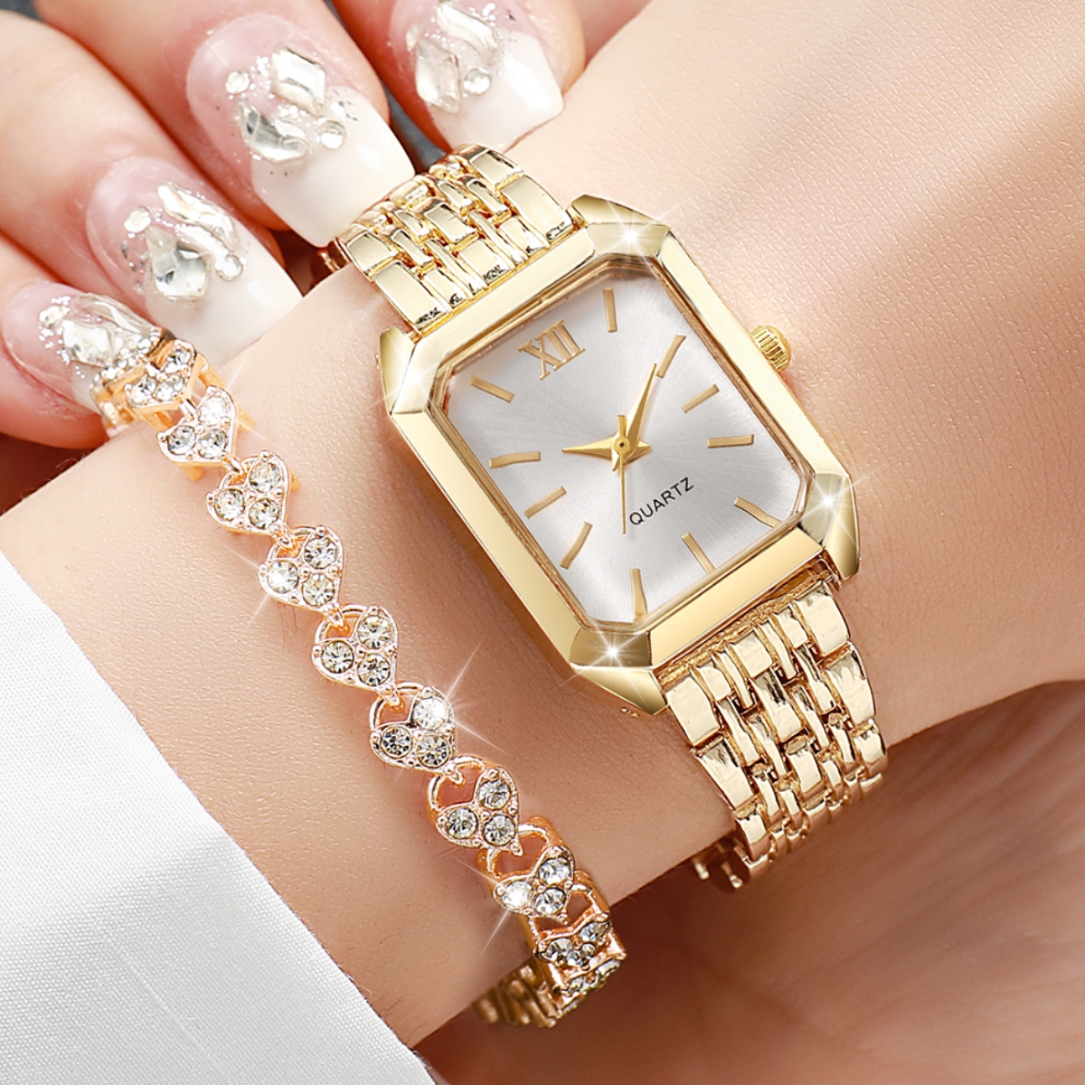 2PCS Fashion Rectangle Women Q - đánh giá và giá Jewelry Watches Women
