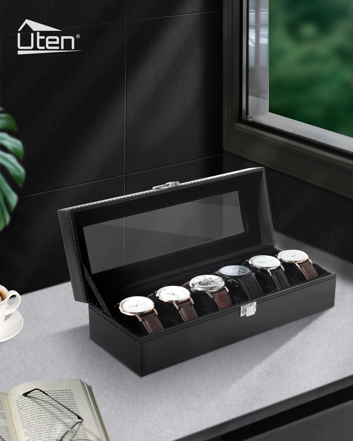 6 Slot Watch Box with Glass Li - đánh giá và giá Jewelry Watches Women