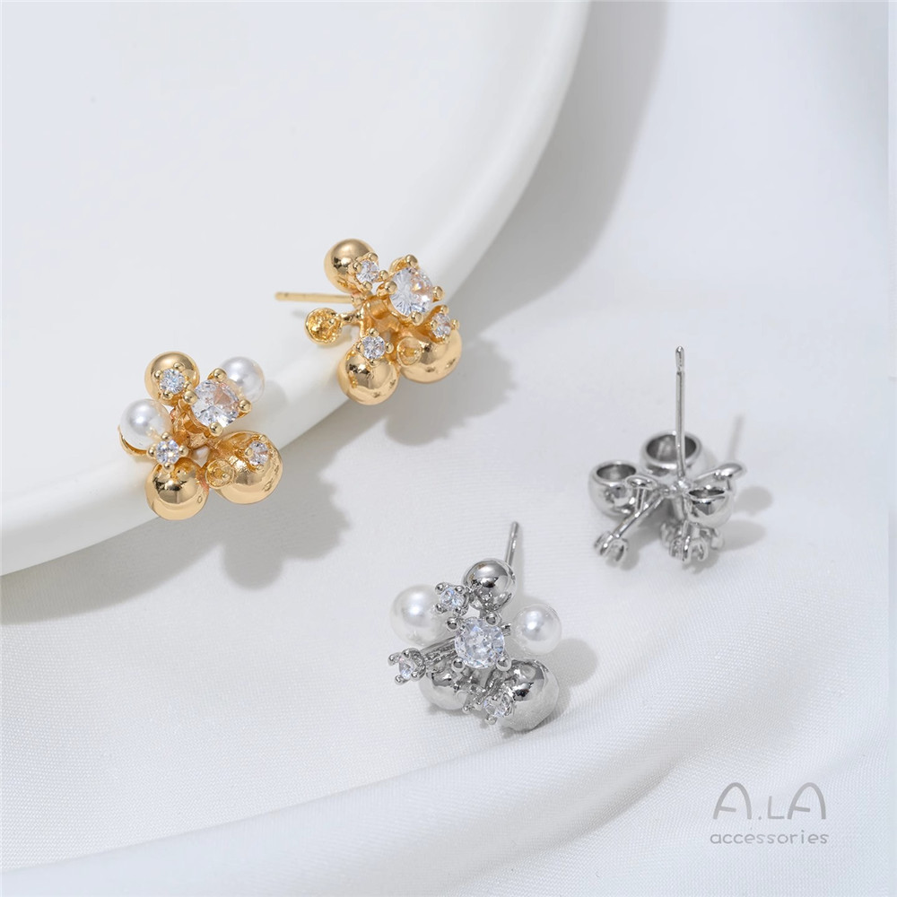 14K Gold-plated, Zirconium-inl - đánh giá và giá Pearl Stud Earrings