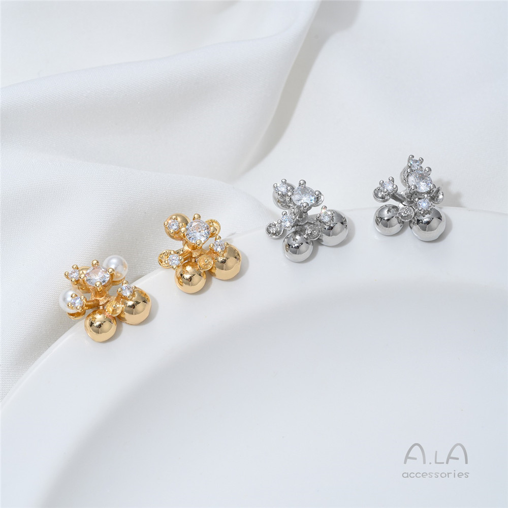 14K Gold-plated, Zirconium-inl - đánh giá và giá Pearl Stud Earrings