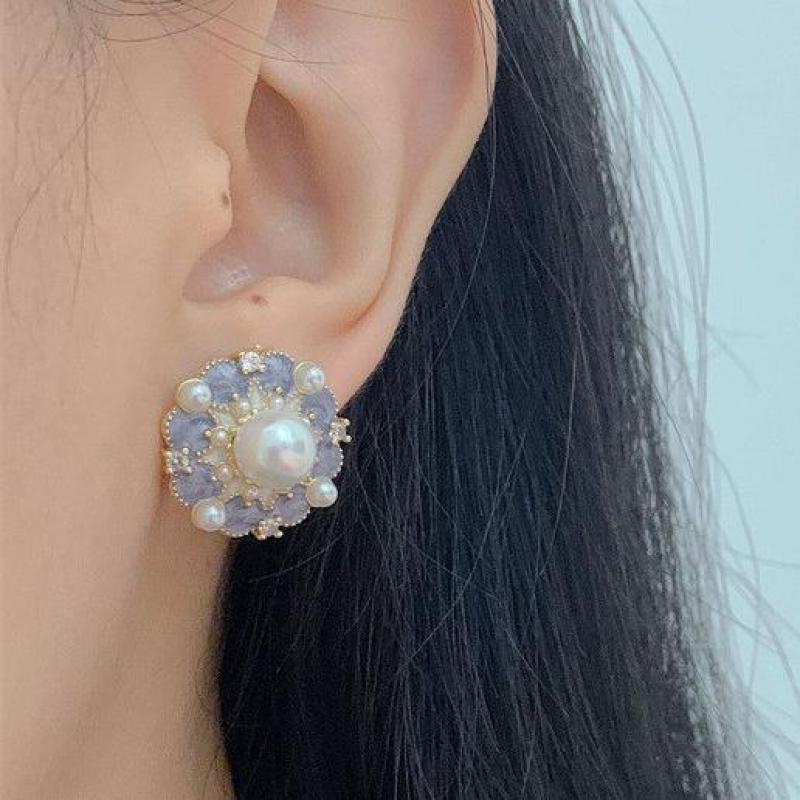 925 Silver Needle Vintage Purp - đánh giá và giá Pearl Stud Earrings