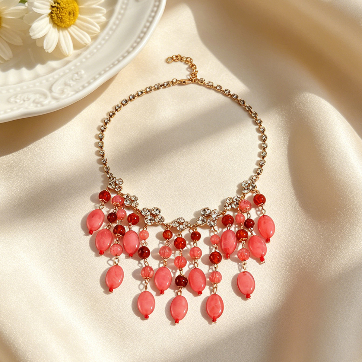 Trendy Pink Red Teardrop Beade - đánh giá và giá Jewelry & Watches Sp Z Oo Opinie