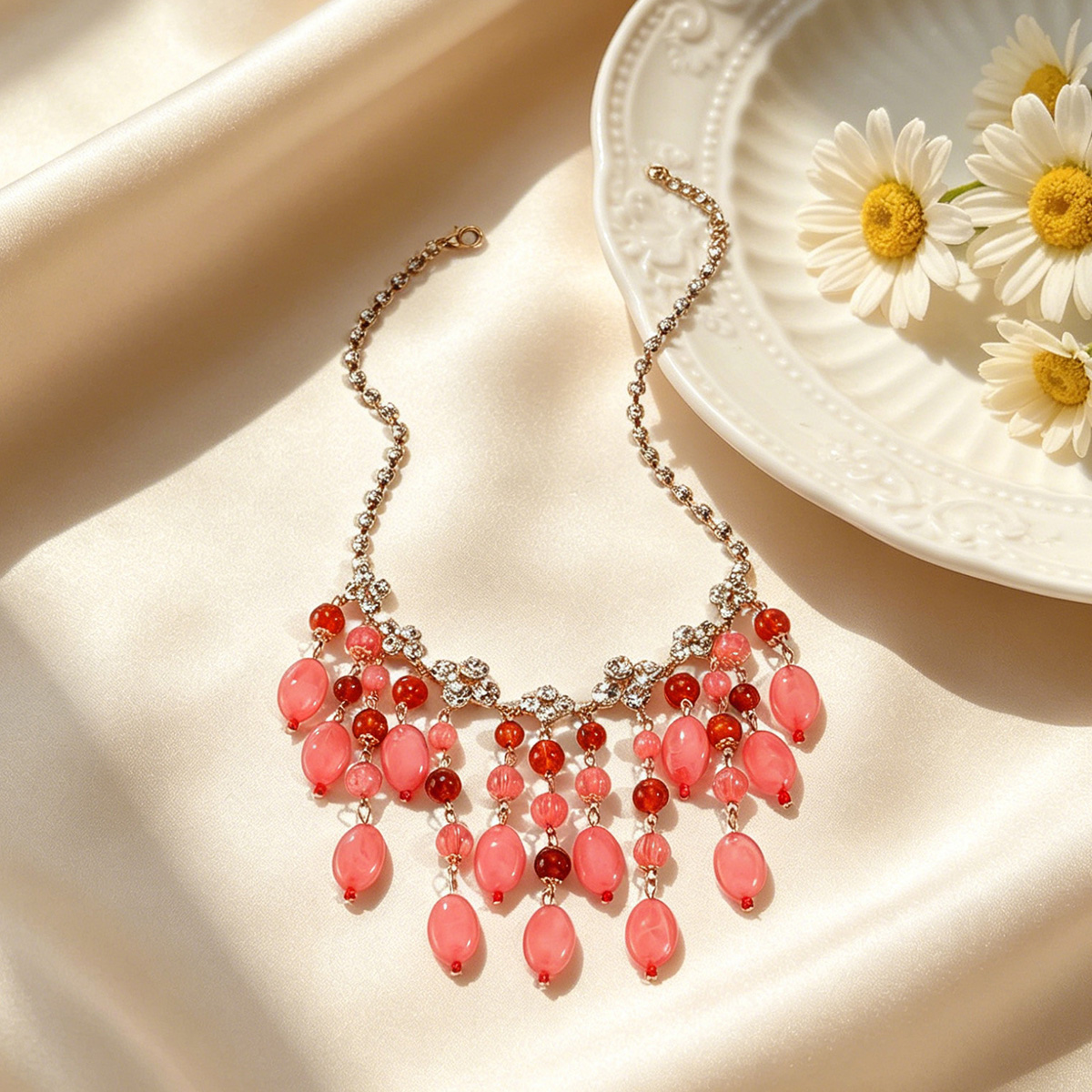 Trendy Pink Red Teardrop Beade - đánh giá và giá Jewelry & Watches Sp Z Oo Opinie
