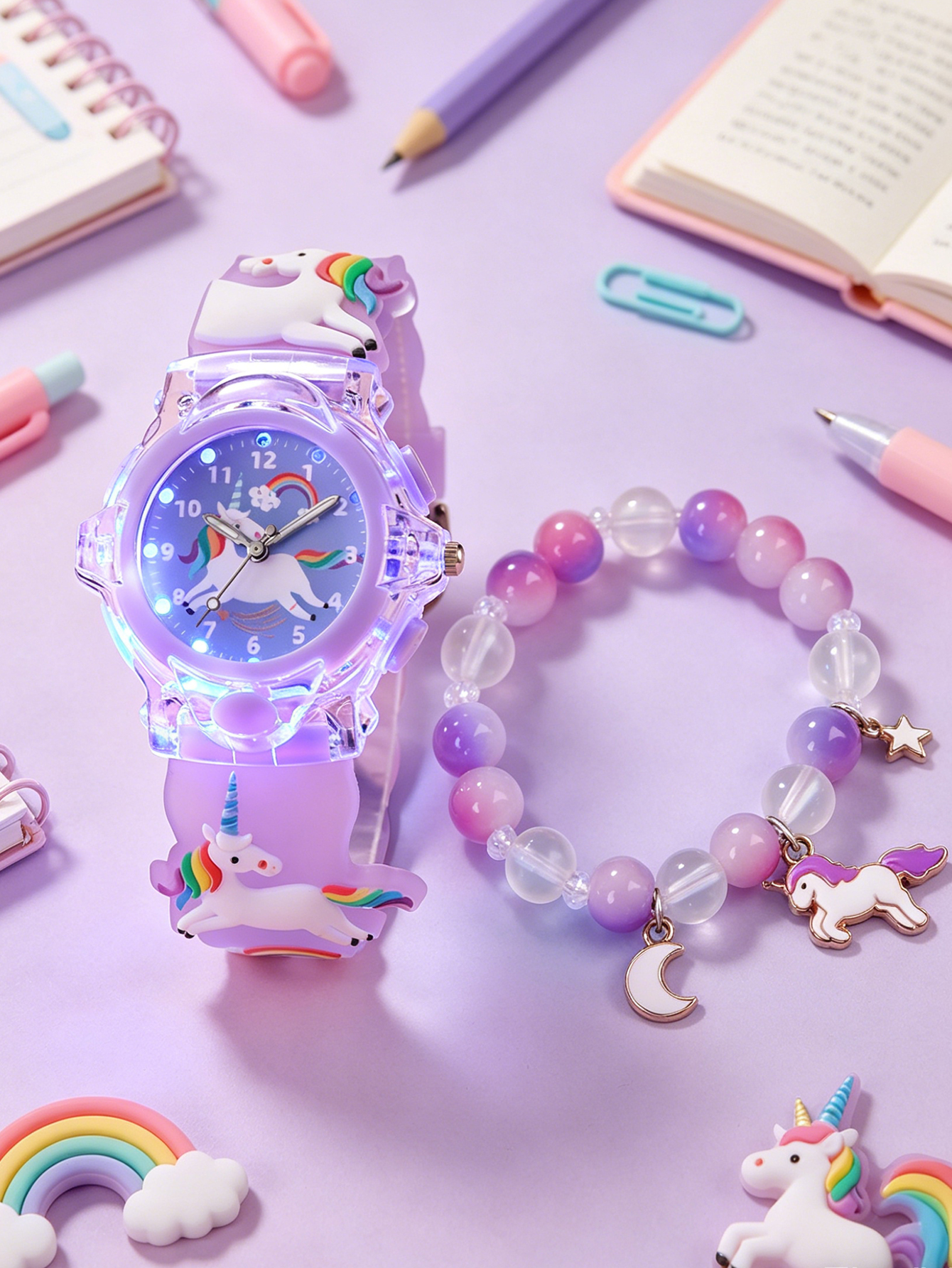 Kids Unicorn Watch & Bracelet  - đánh giá và giá Jewelry Watches For Kids