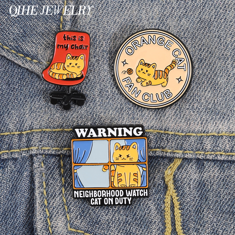 Orange Cat Fan Club Enamel Pin - đánh giá và giá Jewelry Watches For Kids