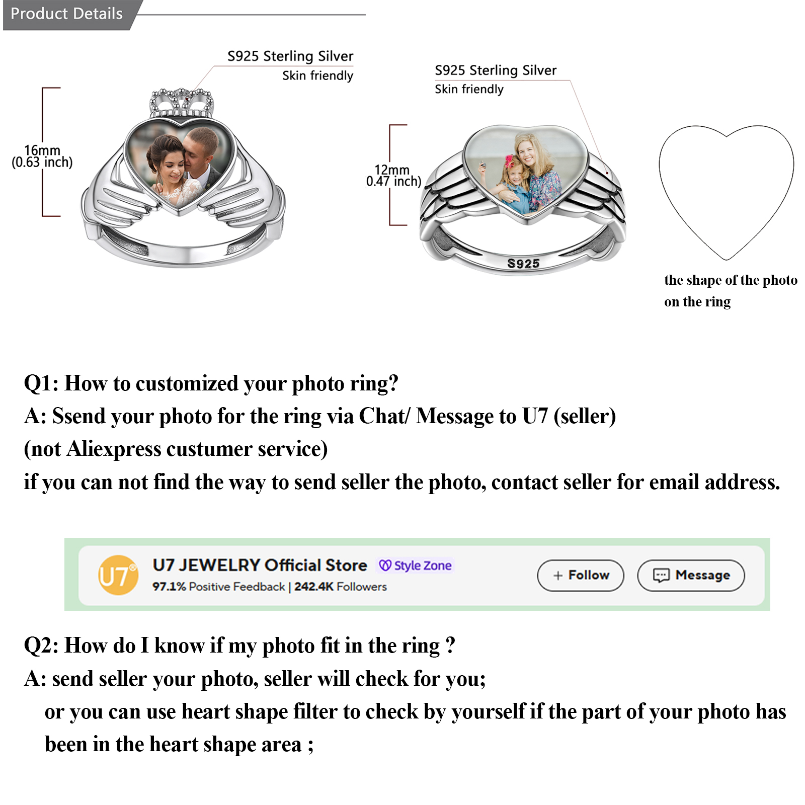 U7 Custom Photo Rings for Woma - đánh giá và giá Statement Cocktail Ring